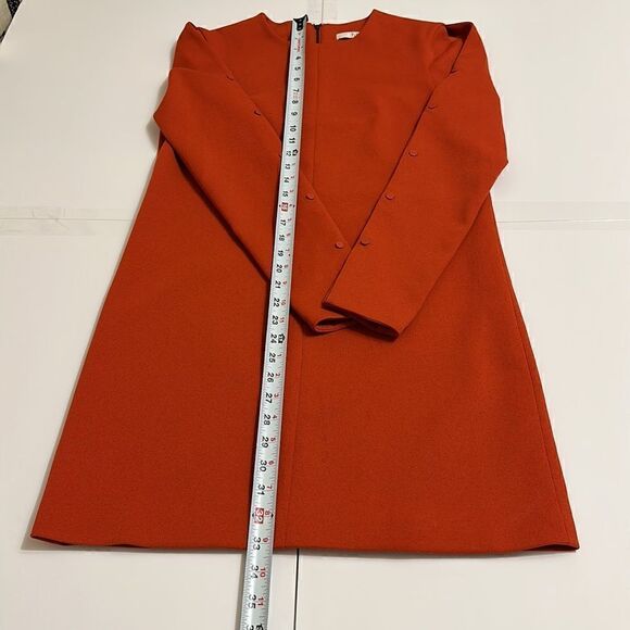 Tibi women’s paprika color button sleeves crepe shift mini dress size 2 - Picture 11 of 11